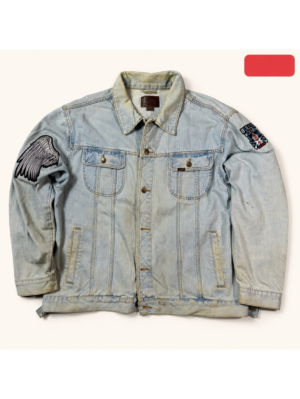 Lee Light Wash Patched Denim Jacket XXL